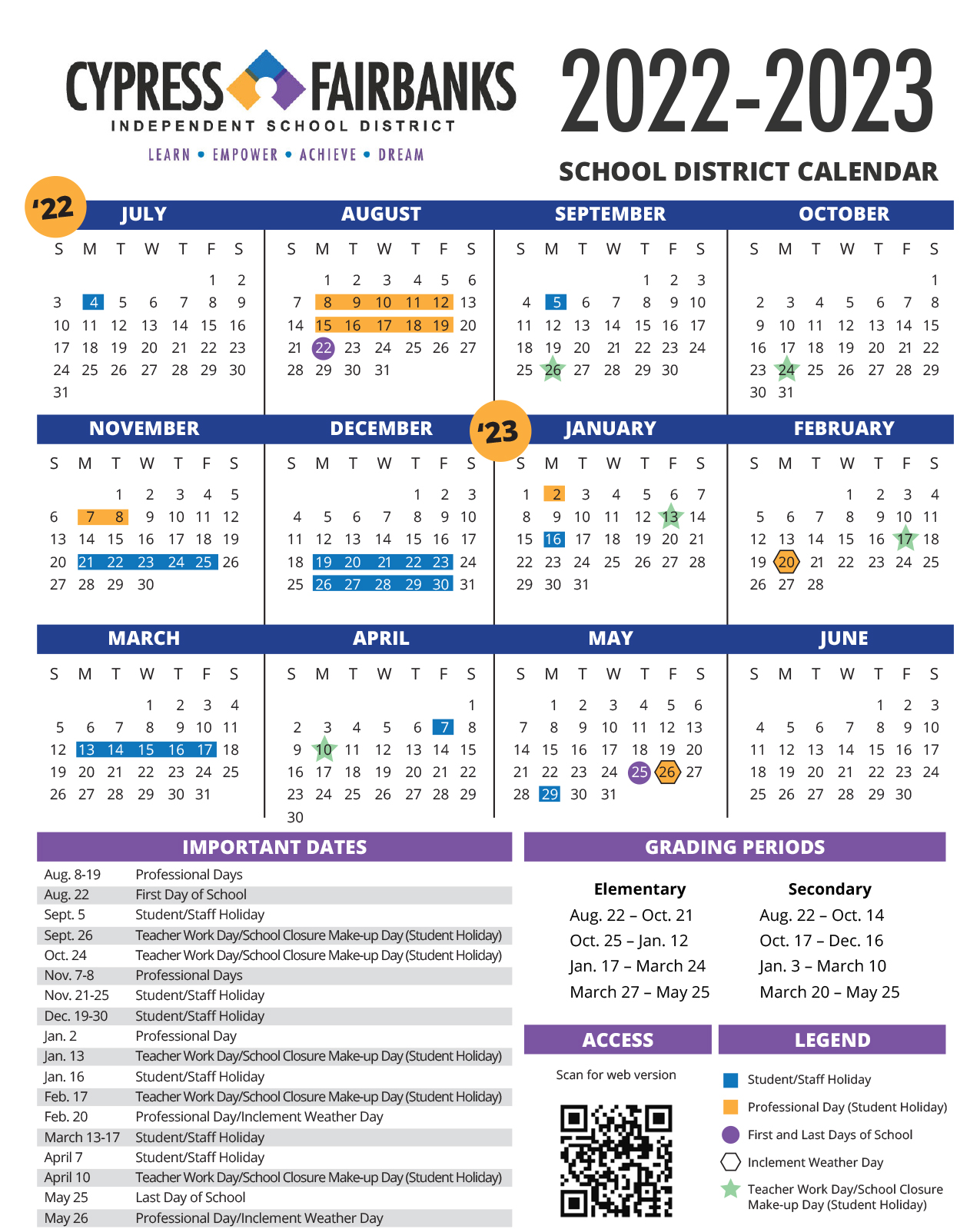 Cy Fair Calendar 2022 23 Board Approves 2022-2023 Instructional Calendar
