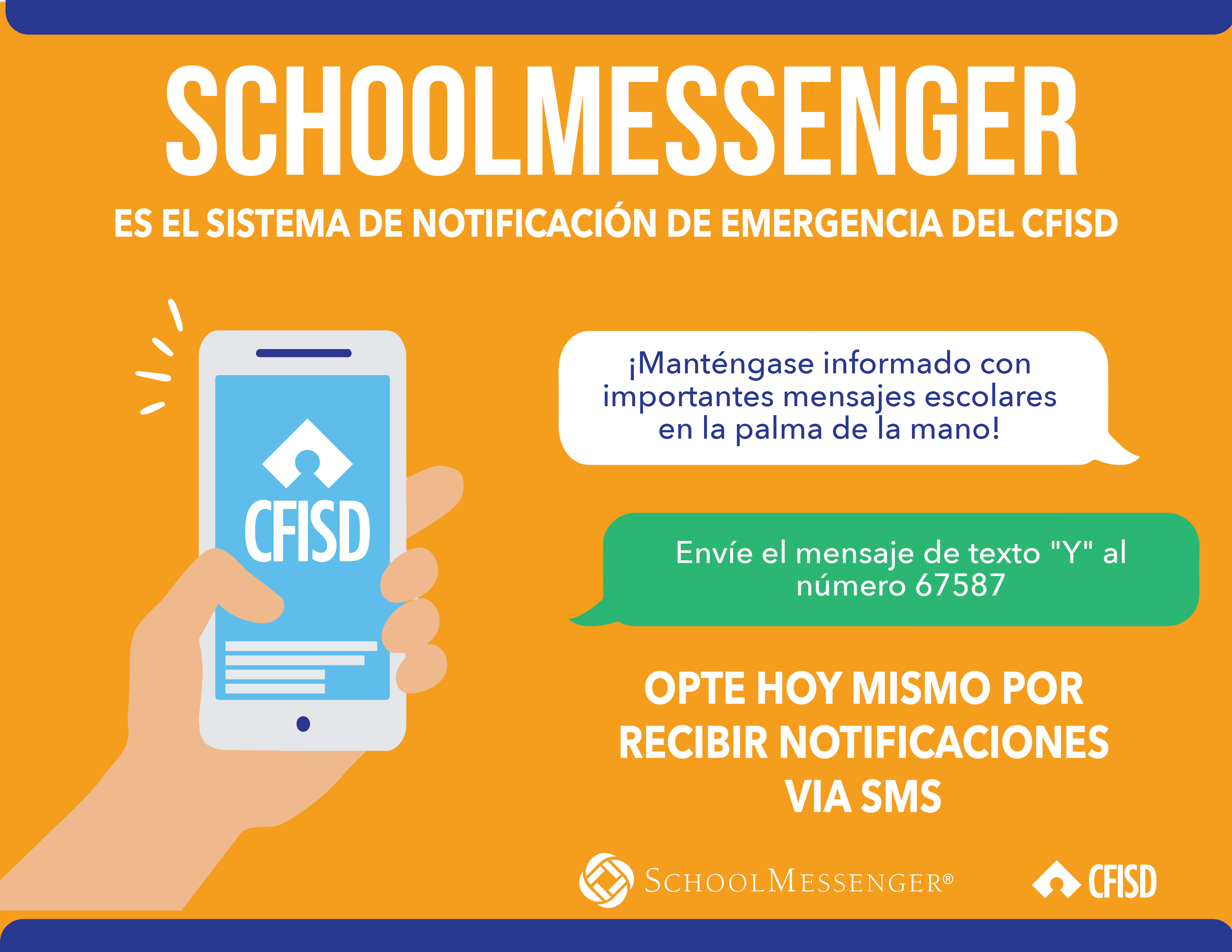 School Messenger es el sistema de notification de emergencia de CFISD