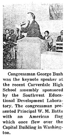 Congressman George Bush keynote speaker at Carverdale assembly sponsored by the Southwest Educational Development Laboratory